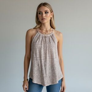 Joie Women's brown linen halter Top Lagenlook beach coastal breathable natural